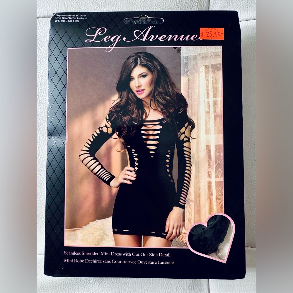 Leg Avenue Black Shredded Cut-Out Mini Dress